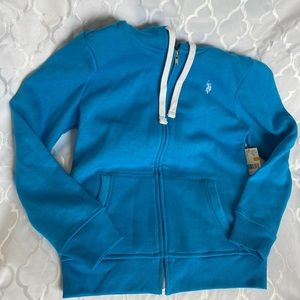 Blue zip up hoodie sweatshirt